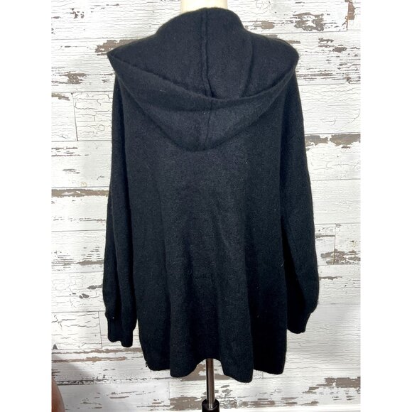 BERYLL Hooded Cardigan 100% Cashmere Black Sz O/S EUC - Picture 2 of 5